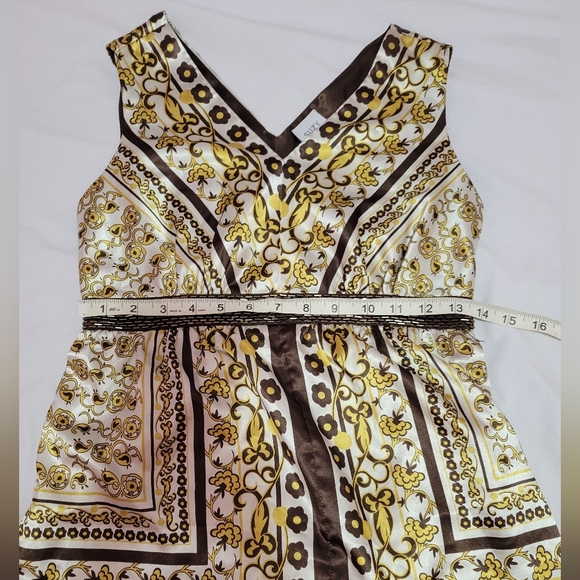 SUZY gold & brown floral patterned satin camisole top - Picture 7 of 9